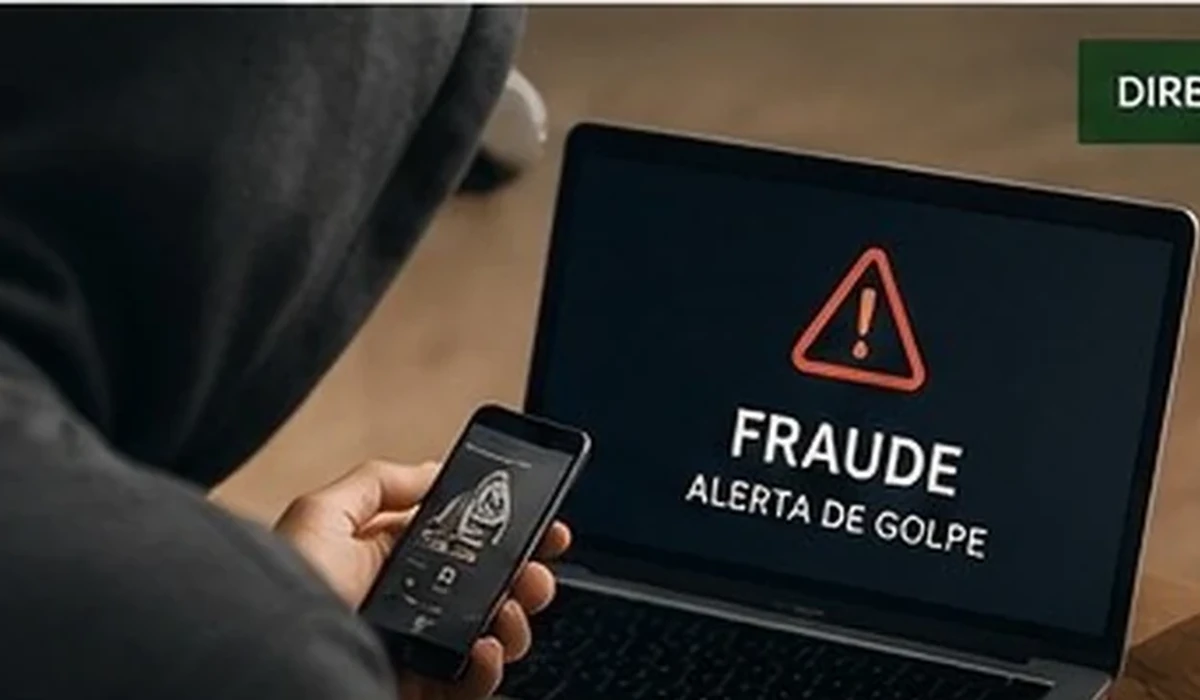 Alerta de fraude digital em computador e celular